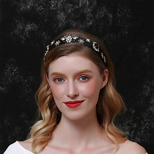 Aimimier Baroque Crystal Headband Vintage Bridal Faux Pearl Gemstone Floral Crown Luxury Rhinestone Wide Hair Hoop for Wedding - Image 1