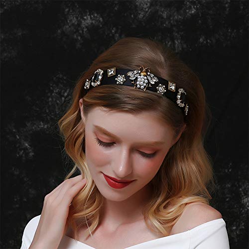 Aimimier Baroque Crystal Headband Vintage Bridal Faux Pearl Gemstone Floral Crown Luxury Rhinestone Wide Hair Hoop for Wedding - Image 2