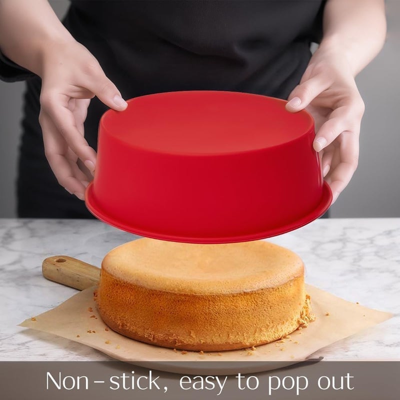 saphe 4 packs Silicone Cake Pans, Nonstick Silicone Round Cake Molds for baking, silicone bakeware sets for Cakes, Cheese Cakes and Chocolate Cake (4+6+8+10inch) - Image 5