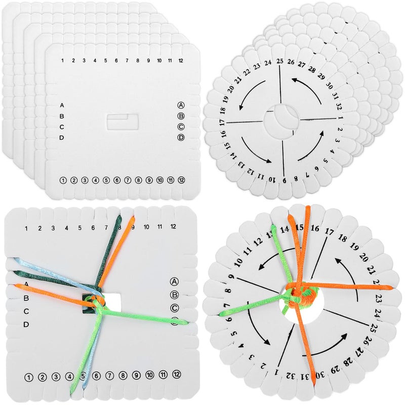 كالوري مجموعة أدوات الخياطة اليدوية من كالوري، 12 قطعة، أقراص كوميهيمو، أدوات صنع الأساور، قرص خرز مربع، قرص كوميهيمو، صينية نول كوميهيمو، طبق مربع أبيض دائري من مادة إيفا للطلاب - Image 1