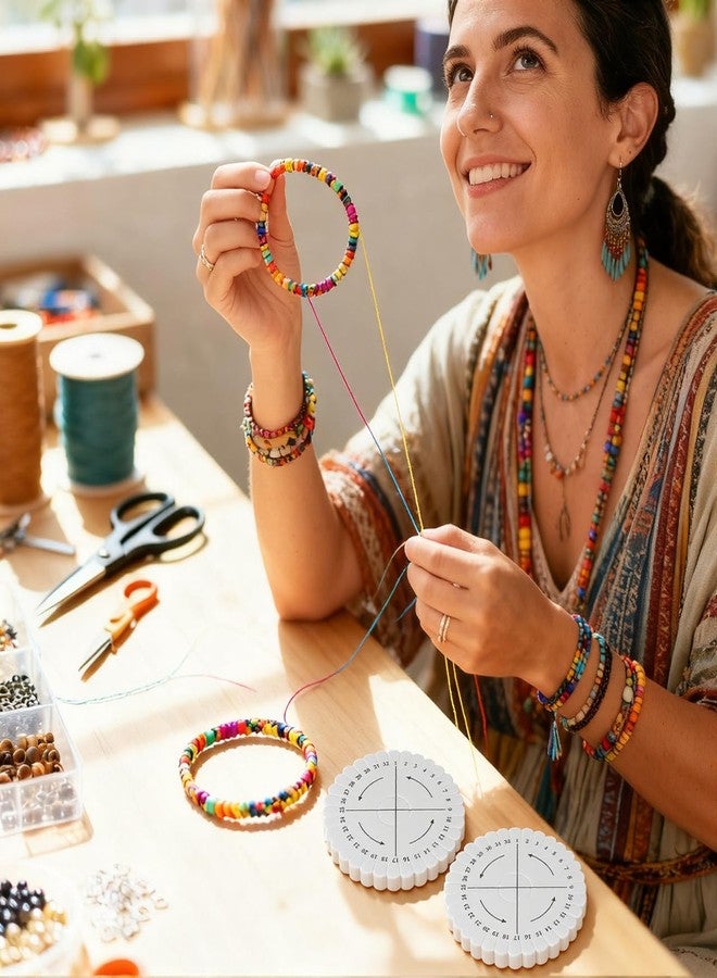 كالوري مجموعة أدوات الخياطة اليدوية من كالوري، 12 قطعة، أقراص كوميهيمو، أدوات صنع الأساور، قرص خرز مربع، قرص كوميهيمو، صينية نول كوميهيمو، طبق مربع أبيض دائري من مادة إيفا للطلاب - Image 5