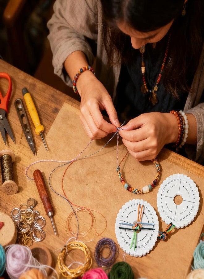 كالوري مجموعة أدوات الخياطة اليدوية من كالوري، 12 قطعة، أقراص كوميهيمو، أدوات صنع الأساور، قرص خرز مربع، قرص كوميهيمو، صينية نول كوميهيمو، طبق مربع أبيض دائري من مادة إيفا للطلاب - Image 3