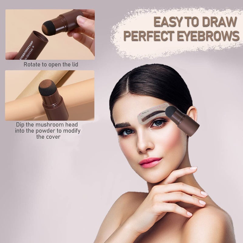 Hairline Powder Shadow Powder Eyebrow Powder Eyebrow Card Set - Contains 12 reusable eyebrow templates and 2 eyebrow brushes, long-lasting waterproof eyebrow makeup (natural brown) - Image 4
