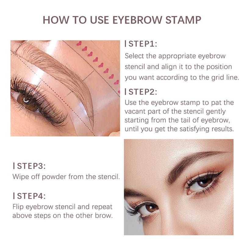 Hairline Powder Shadow Powder Eyebrow Powder Eyebrow Card Set - Contains 12 reusable eyebrow templates and 2 eyebrow brushes, long-lasting waterproof eyebrow makeup (natural brown) - Image 5