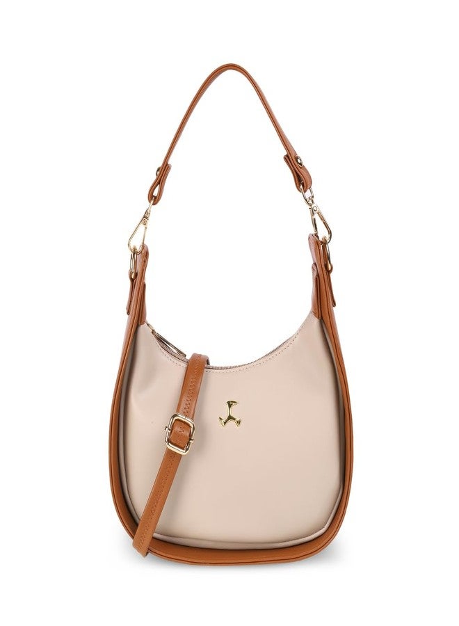 Mochi Women's Beige Stylish Faux Leather Sling Bag (66-489) - Image 1