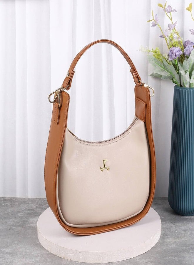 Mochi Women's Beige Stylish Faux Leather Sling Bag (66-489) - Image 2