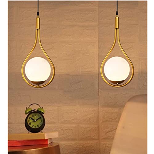 kinis Golden Racket Bat Style Globe Decorative Hanging Lamp/Pendant Lamp/Ceiling Light to Décor Home/Living Room/Bedroom/Office/Dining/Cafe/Restaurants (Pack of 2, with Bulb) - Image 1