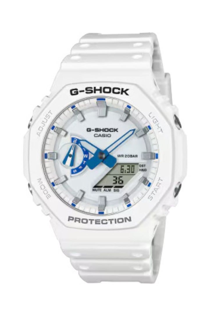 G-SHOCK Casio G-SHOCK GA-2100HDS-7A “Hidden Glow” Fantastic Four Collectible Watch – Slim Carbon Core Guard, White & Blue Retro-Glow Dial, Marvel Collaboration Limited Edition Watch - Image 1
