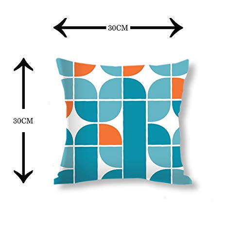 IM FAB IMFAB Geometric Orange and Blue Digital Printed Decorative Canvas Cotton Cushion Covers Set of 5 pcs (12X12 inches or 30X30 cms) - Image 4