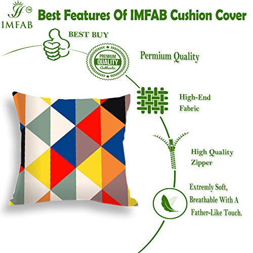 IM FAB IMFAB Geometric Orange and Blue Digital Printed Decorative Canvas Cotton Cushion Covers Set of 5 pcs (12X12 inches or 30X30 cms) - Image 3
