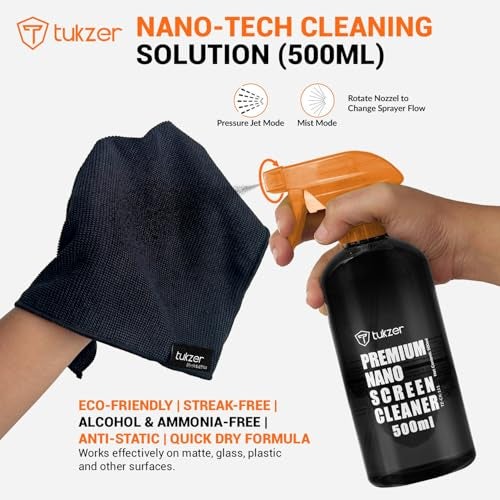 Tukzer 2-in-1 Professional Screen Cleaning Kit (500ML) for Camera, Lens, Binocular, Laptop, TV, Monitor, Smartphone, Tablet (Includes: Anti-Static Cleaning Liquid 500ml, Plush Microfiber Cloth) - Image 5