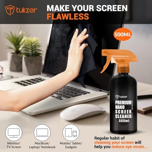 Tukzer 2-in-1 Professional Screen Cleaning Kit (500ML) for Camera, Lens, Binocular, Laptop, TV, Monitor, Smartphone, Tablet (Includes: Anti-Static Cleaning Liquid 500ml, Plush Microfiber Cloth) - Image 3