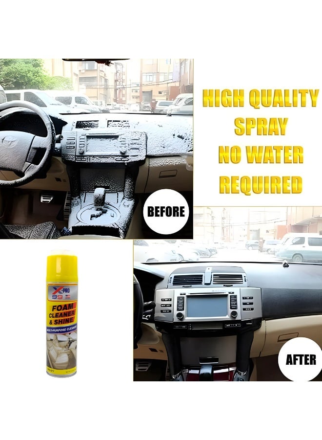 Xpro X-PRO 99 Foam Cleaner & Shine (600g) - Multi-Purpose Car Interior & Home Cleaner Spray - Waterless Deep Cleaning Foam for Leather Seats, Dashboard, Door Panels, Shoes & Kitchen - Heavy Duty Stain Remover with Built-in Scrub Brush - Image 3