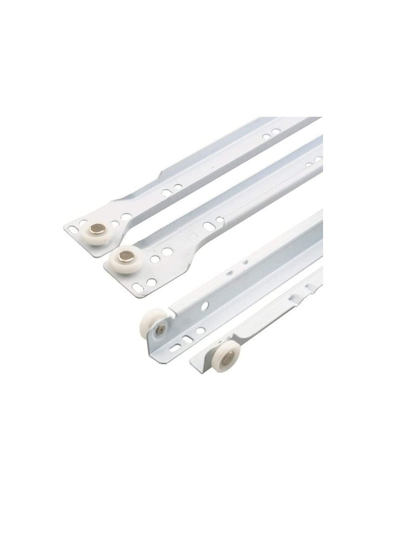 Robustline Roller Wheel Cabinet Drawer Keyboard Slide Glide Runner 2 Pairs (1.0mm Thickness), Heavy duty drawer slides (24") - Image 1
