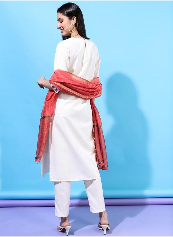 Vishudh - Women Embroidered Kurta Set with Dupatta by Styli - Image 1