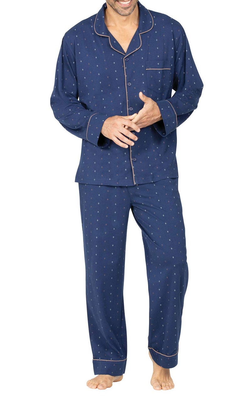 PajamaGram Mens Pajamas Sets Cotton Men Pajamas Sets Navy XLarge