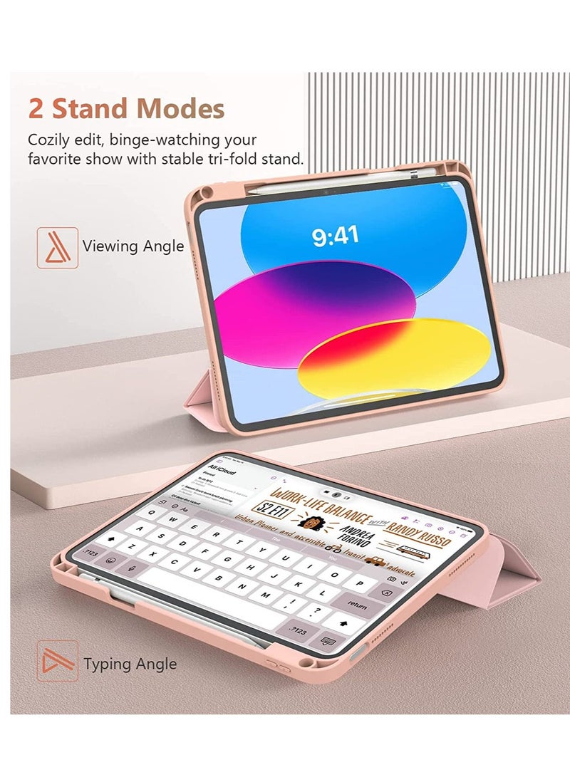 حافظة iPad Air الجيل الخامس 2022، حافظة iPad Air 4th 2020، مقاس 10.9 بوصة، حافظة نحيفة وغطاء خلفي صلب واقٍ ذكي لجهاز iPad Air 5th A2589 A2591 Air 4th Gen A2316 A2324، وردي - Image 3