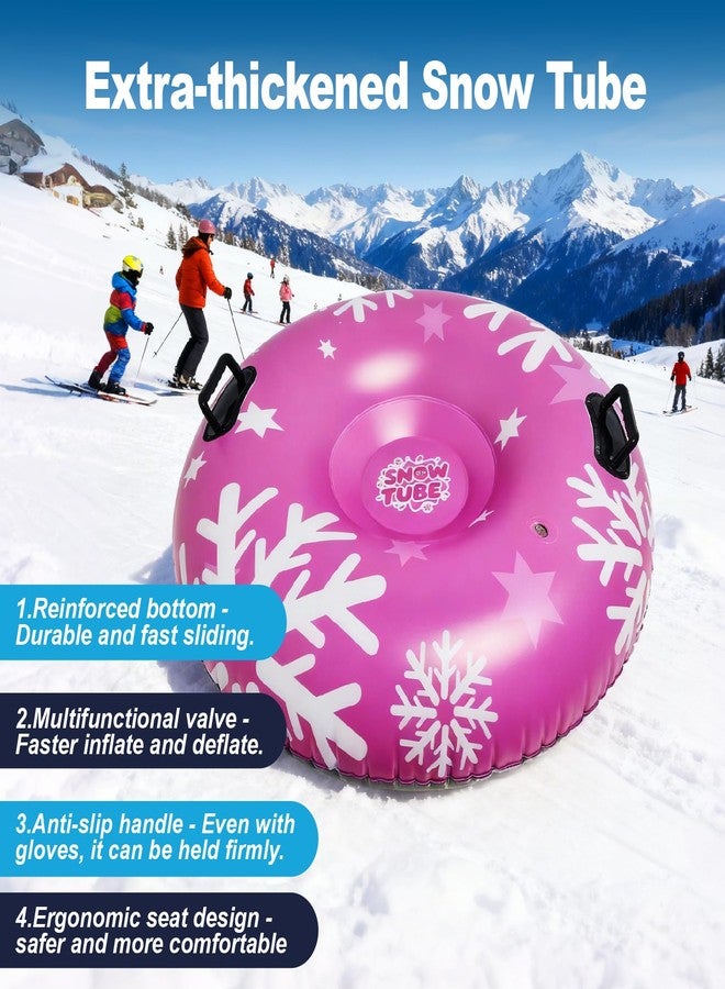 BCWATERFUNPD Snow Tube, 3 Packs Sledding Snow Tube Sports Inflatable Snow Sled Thickened Duty Hard Bottom Sleds for Snow with Handles, Winter Outdoor - Image 2