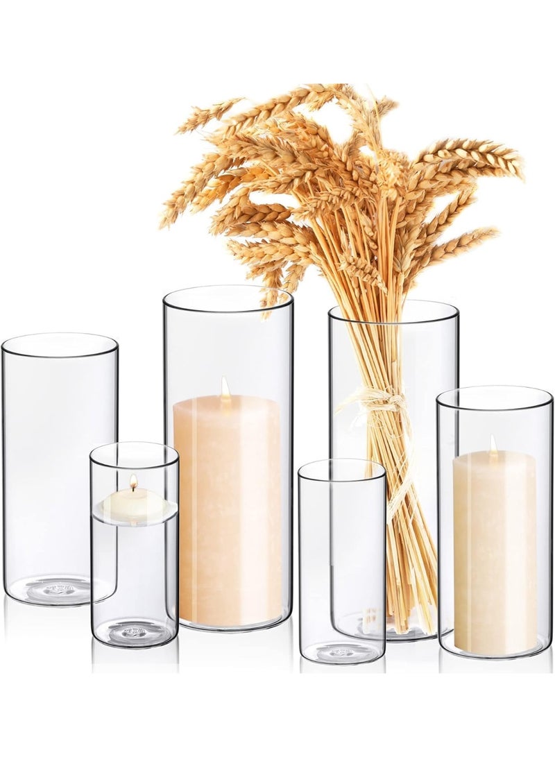YelaJoy Glass Cylinder Vases Set of 6, Tall Clear Vase for Centerpieces, Glass Candle Holders for Pillar Floating Candles, Vases for Home Decor (Not Include Flower and Candle) - Image 1
