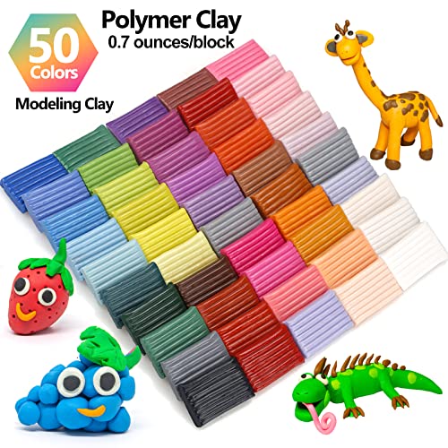 CiaraQ Polymer Clay Starter kit, Oven Bake Modeling Clay with Sculpting Tools, 50 Colors, 2.8 lb - Image 3