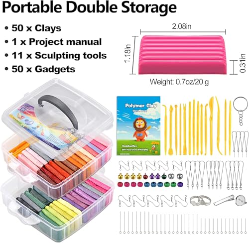 CiaraQ Polymer Clay Starter kit, Oven Bake Modeling Clay with Sculpting Tools, 50 Colors, 2.8 lb - Image 2