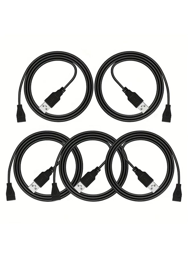 USB 2.0 Extension Cable 10 Pack 2 Feet Male to Female Flat Black 22AWG - Image 4