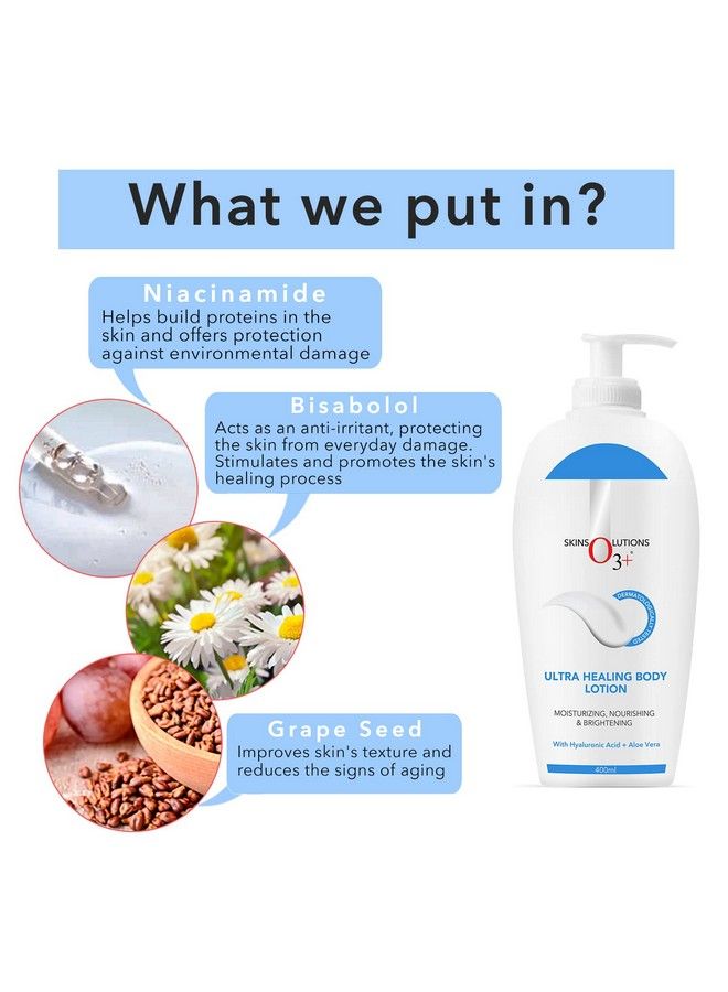 O3+ لوشن مرطب للجسم فائق الإشراق مع حمض الهيالورونيك والصبار 400 مل لجميع أنواع البشرة للرجال والنساء - Image 4