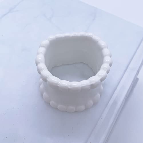QIAOIDEA Porcelain Napkin Rings Beaded Napkin Rings for Valentine's Day, Pack 4 Bead Side Serviette Ring Buckles Round Cloth Napkin Bands for Dinner Parties, Weddings Receptions, Family Gatherings - Image 4