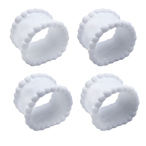 QIAOIDEA Porcelain Napkin Rings Beaded Napkin Rings for Valentine's Day, Pack 4 Bead Side Serviette Ring Buckles Round Cloth Napkin Bands for Dinner Parties, Weddings Receptions, Family Gatherings - Image 1