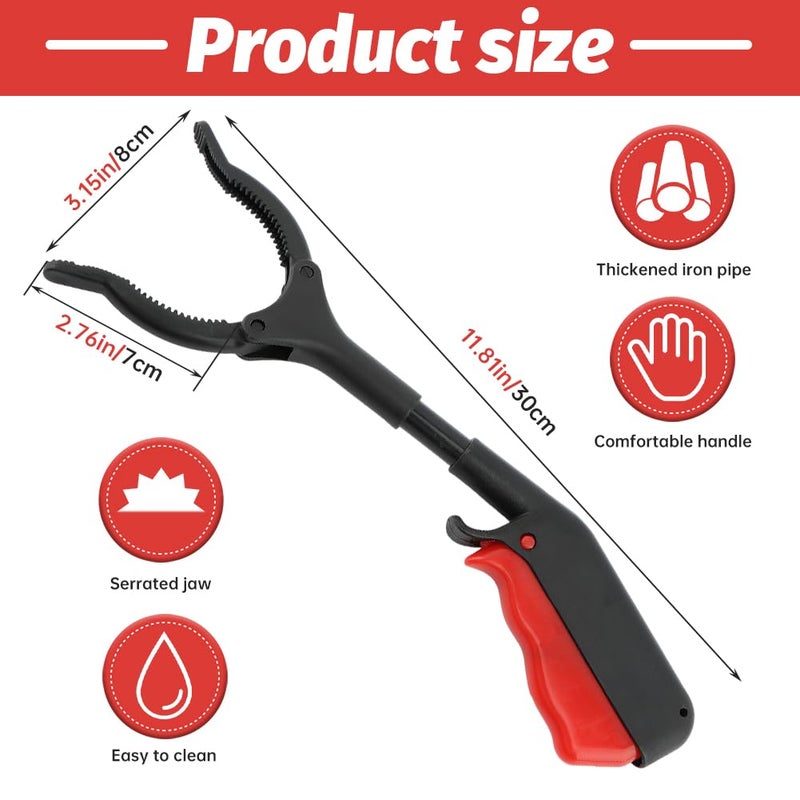 QKDS Grabber Tool, 4pcs 30cm/12inch Grabber Reacher Tool Claw Rubbish Tong, Lightweight Trash Pick up Stick,Portable Grabber Tool for Adults Litter Pickers Sanitation Workers(Black+red) - Image 2