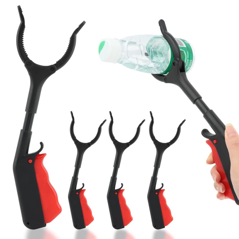 QKDS Grabber Tool, 4pcs 30cm/12inch Grabber Reacher Tool Claw Rubbish Tong, Lightweight Trash Pick up Stick,Portable Grabber Tool for Adults Litter Pickers Sanitation Workers(Black+red) - Image 3