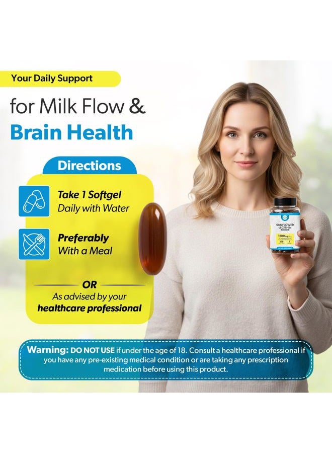 TRUEMED Milk Sunflower Lecithin Softgels - Natural Lactation Support & Duct Relief for Breastfeeding Moms - 1200mg, 100 Softgels - Unblock Clogs, Enhance Milk Flow, Rich in Fatty Acids & Choline - Image 4