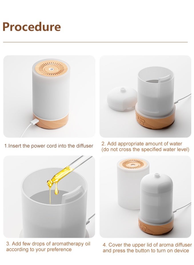 Generic - Mini Aroma Diffuser Air Humidifier, 7-Color Night Light ,Type C Port, 150ml Capacity, Colorful Wood Grain Design, Quiet Operation(Get A Aromatherapy Oil For Free) - Image 1