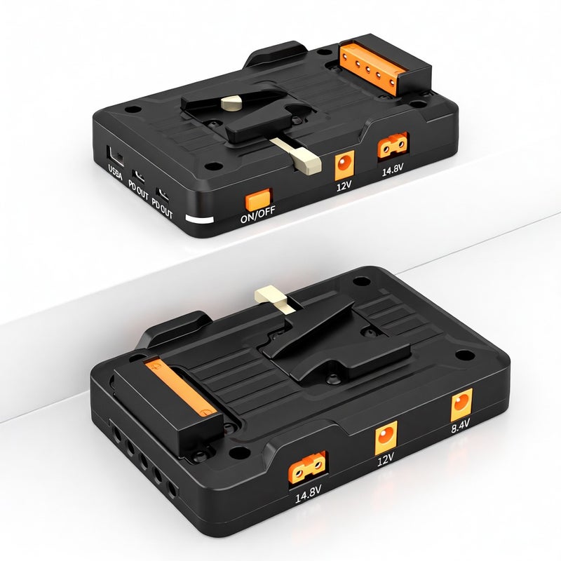 ZGCINE VM-VP1 Kit 1 V Mount Battery Plate V Lock Battery Adapter Plate Support Type-C PD Fast Charging / USB-A/ 14.8V D-TAP/ 12V DC/ 8.4V DC Multiple Outputs with 15mm Rod Clamp Replacement for Canon - Image 3