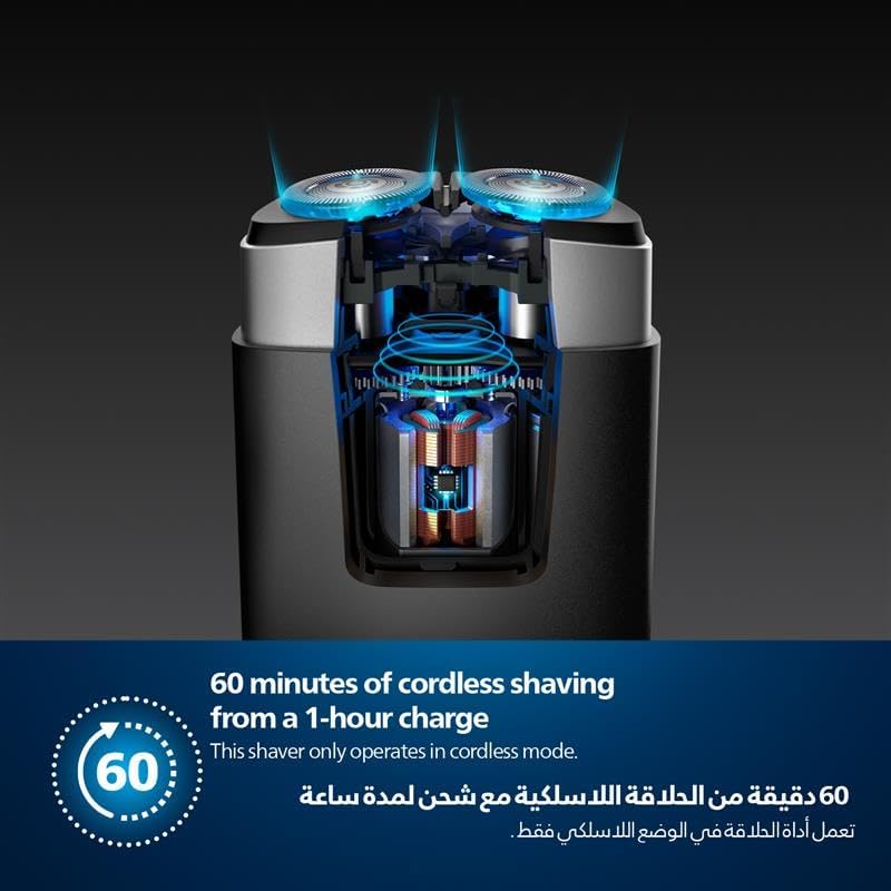 فيليبس Philips PQ888/06 Compact Electric Shaver | IPX7 Waterproof | 60 Min Cordless Runtime | Travel-friendly black - Image 3