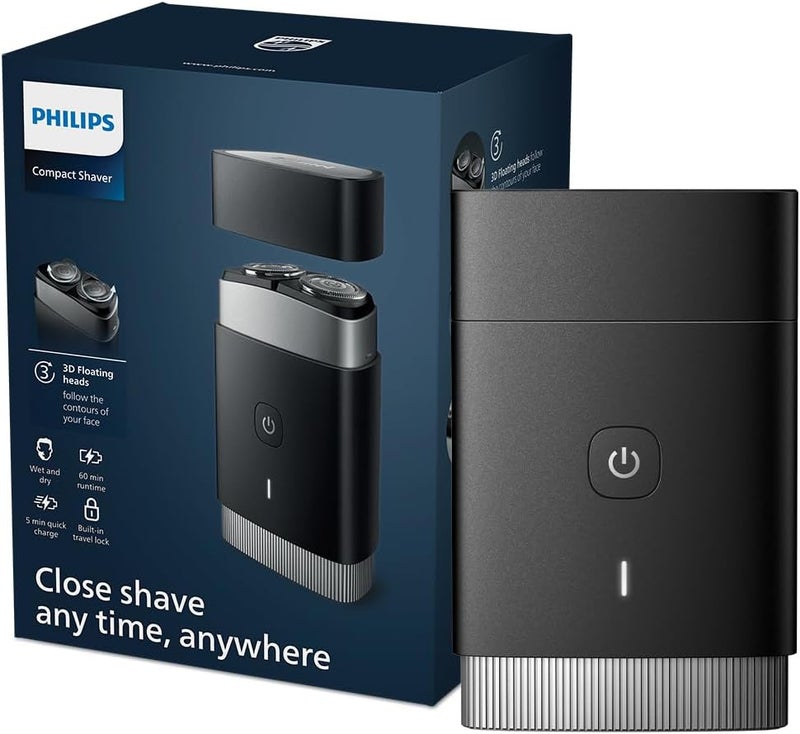 فيليبس Philips PQ888/06 Compact Electric Shaver | IPX7 Waterproof | 60 Min Cordless Runtime | Travel-friendly black - Image 1