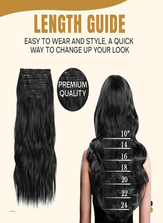 Fully 6 Pcs Synthetic Long Straight Black Hair Extension for Women and Girls to Increase Hair Length (Black) (Model 5) - Image 4