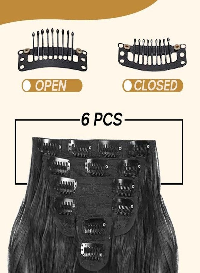 Fully 6 Pcs Synthetic Long Straight Black Hair Extension for Women and Girls to Increase Hair Length (Black) (Model 5) - Image 1