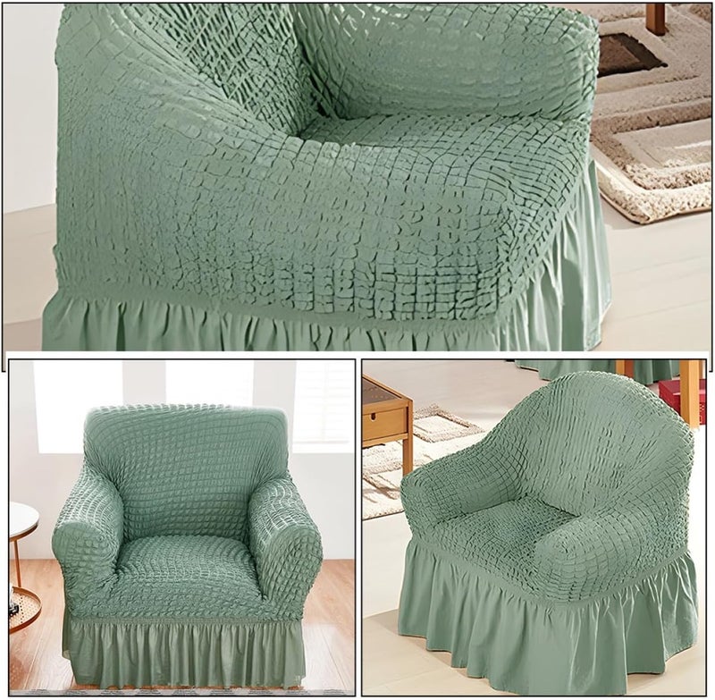 Homoyoyo Recliner Sofa Cover Single Seat Stretch Slipcover with Skirt Elastic Fabric Protector for Indoor Chaise Lounges and Recliner Chairs, Green - Image 3