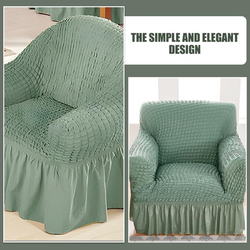 Homoyoyo Recliner Sofa Cover Single Seat Stretch Slipcover with Skirt Elastic Fabric Protector for Indoor Chaise Lounges and Recliner Chairs, Green - Image 4