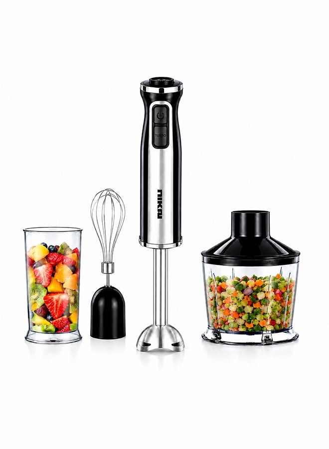 NIKAI 3-IN-1 Hand Blender | 600W, 2-Speed Control | Stainless Steel Blade & Shaft | Slim Ergonomic Handle | Low Noise Design | Perfect for Blending, Chopping, Whisking, 600ML Cup | NH919CW2 Silver - Image 1