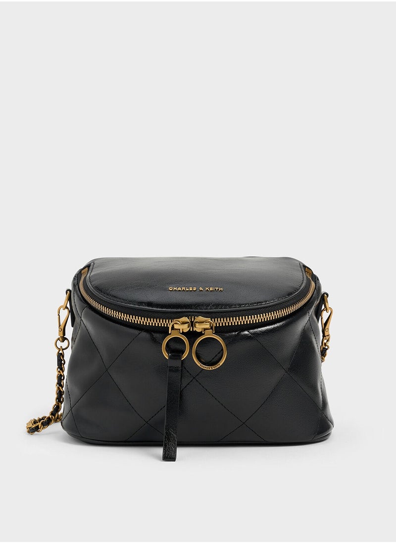 Charles & Keith CHARLES & KEITH Apfra Quilted Crossbody Bag - Black  - Image 1