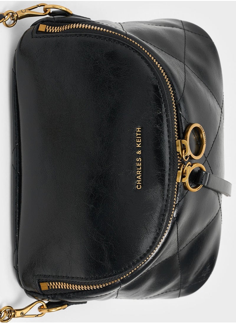 Charles & Keith CHARLES & KEITH Apfra Quilted Crossbody Bag - Black  - Image 5