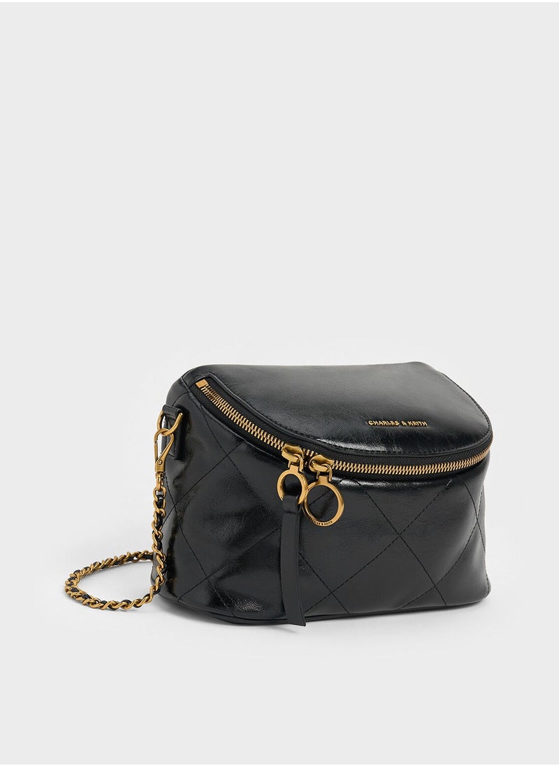 Charles & Keith CHARLES & KEITH Apfra Quilted Crossbody Bag - Black  - Image 4