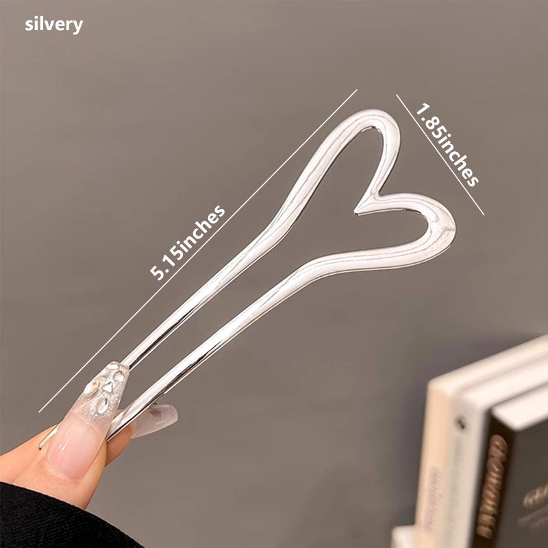 Snmzlc French hair pins for women 2pcs,Suitable for Braids, Buns and Updos with No Hair Damage,Metal U-shaped Pin Great Hold,Suitable for fine & thick hair US292. (5.15 inches Heart U-shaped) - Image 2