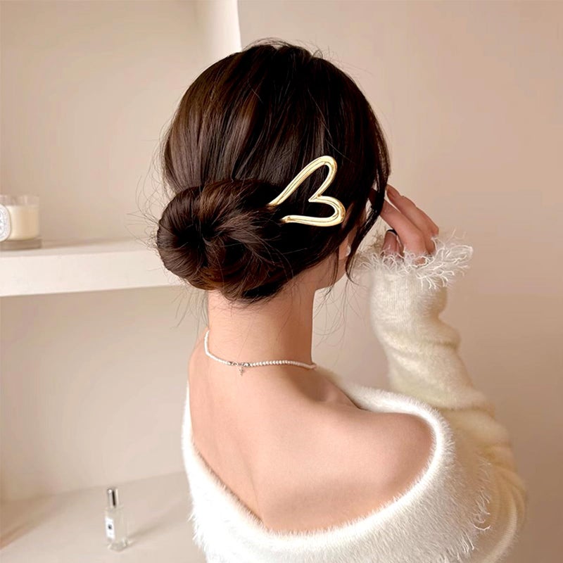 Snmzlc French hair pins for women 2pcs,Suitable for Braids, Buns and Updos with No Hair Damage,Metal U-shaped Pin Great Hold,Suitable for fine & thick hair US292. (5.15 inches Heart U-shaped) - Image 5