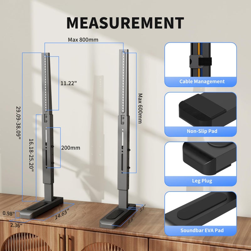 XINLEI Large TV Stand Table Top for Most 24 to 86 Inch Flat/Curved TVs Heavy Duty TV Leg, Support 150 lbs, Max VESA 800x600mm, for Living Room ML3286 - Image 2