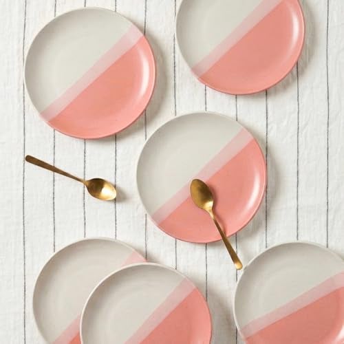 The Earth Store TT Pink Matte of 6 Small Quarter Plates - Microwave & Dishwasher Safe Ceramic Plates for Dinner & Snacks | Quarter Plates Set of 6 - Image 2