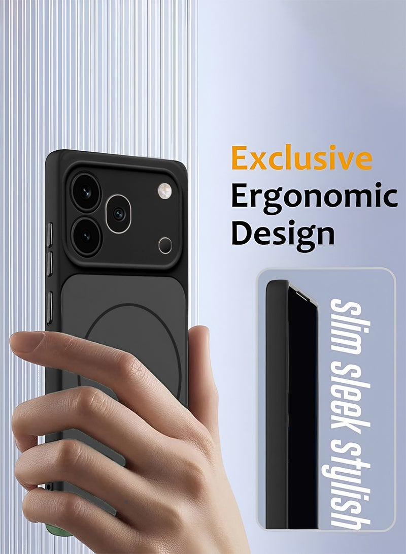 Wtech Honor 600 Pro 5G 2026 Premium Liquid Silicone Compatible With Thin Magsafe Ring Case Cover (MCMPMN) - Black - Image 2