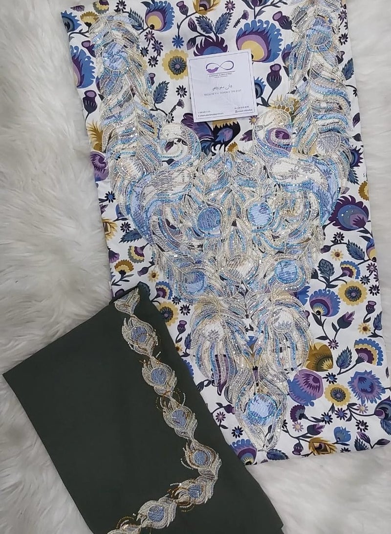 ALREESH ALBANAFSAJI Gulf Makhawir embroidery  Jalabiya embroidered without stitching - Image 1